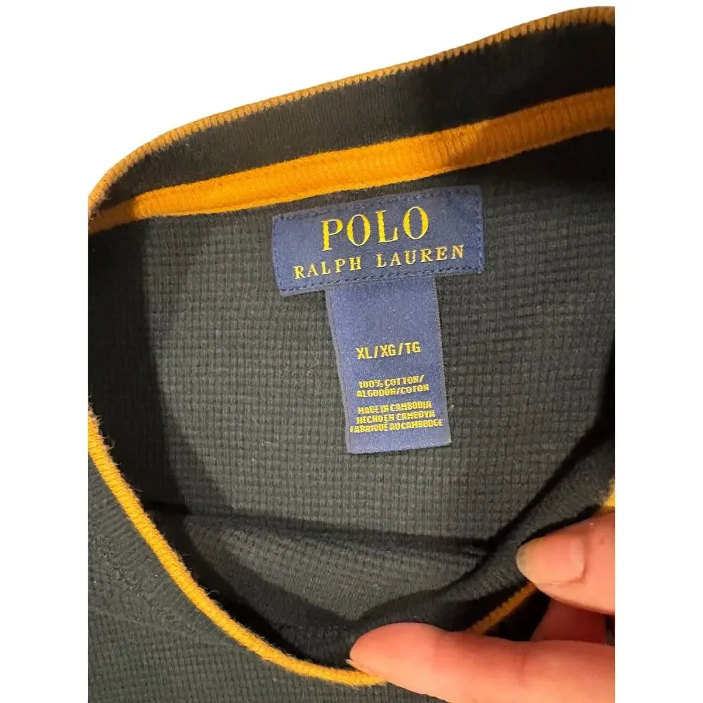 Polo Ralph Lauren Men’s Black Sweater yellow polo Size XL Casual